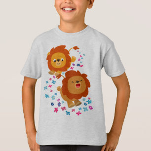 Gulligt tecknadlejon i den trädgårds- barnT-trö T Shirt