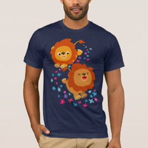 Gulligt tecknadlejon i den trädgårds- T-tröja Tee Shirt