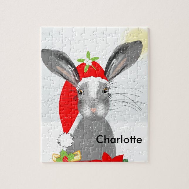 Gulligt tema för helgdag för kaninkaninjul pussel (Vertikal)