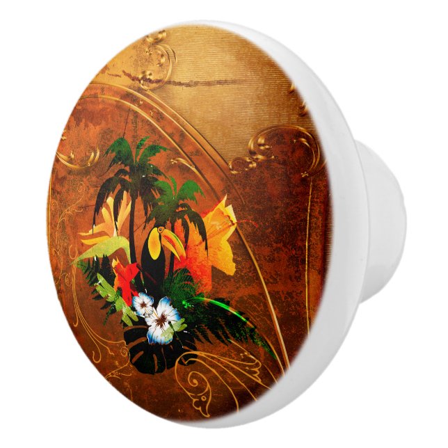 Gulligt toucan med blommor knopp (Höger)
