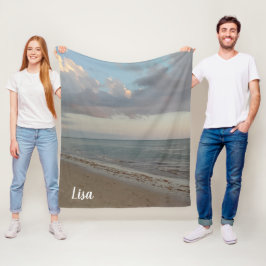 Gulligt tryck för personligstrandfoto fleecefilt