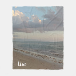 Gulligt tryck för personligstrandfoto fleecefilt