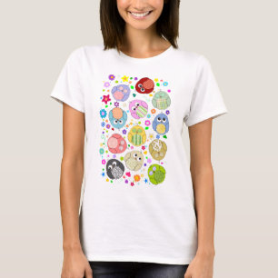 Gulligt uggla- och blommamönster t shirt