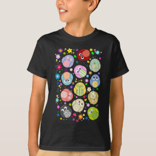 Gulligt uggla- och blommamönster tee shirt