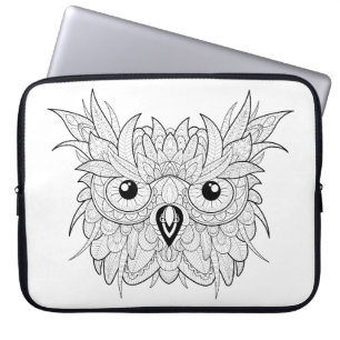 Gulligt ugglaporträttklotter laptop sleeve