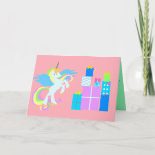 Gulligt UNICORNfödelsedagkort för flickor Kort