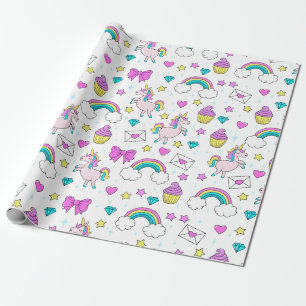 Gulligt Unicornmönster Presentpapper