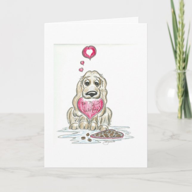 Gulligt valentin för tecknadcockerspanielSpaniel Helgkort (Framsida)