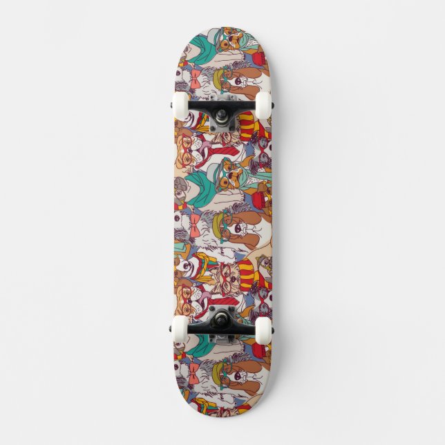 Gulligt valpmodemönster mini skateboard bräda 18,5 cm (Framsida)