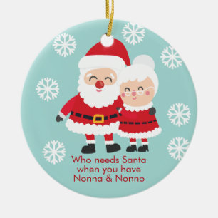 Gulligt vem behöver Santa. Nonna & Nonno morfar Julgransprydnad Keramik