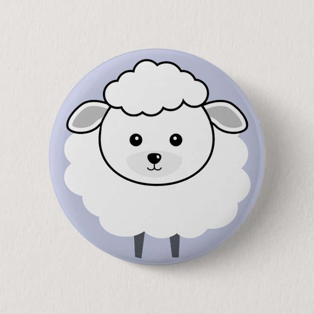 Gulligt Wooly Lambansikte Knapp (Framsida)