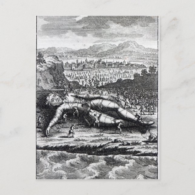 Gulliver fångad av Lilliputians Vykort (Framsida)