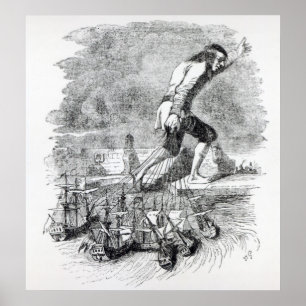 Gulliver som stjäler den Blefuscudian flottan Poster