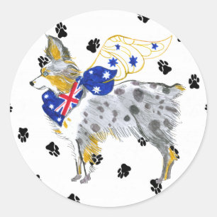 Gullivers Änglar Australian shepherd Sticker Runt Klistermärke