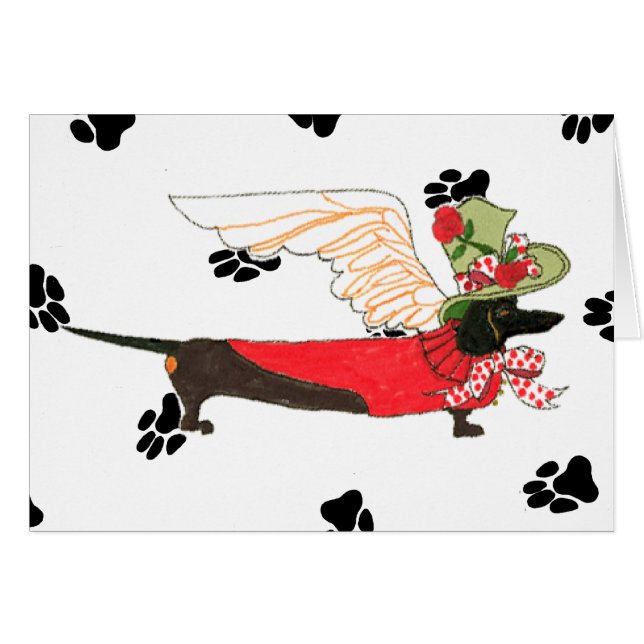 Gullivers svart tax "benkvickhet " för änglar, hälsningskort (Framsidan Horizontal)