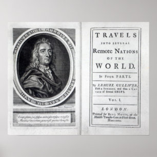 "Gullivers's Travels" av Jonathan Swift, 1726 Poster