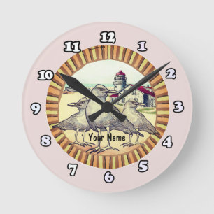Gulls Lighthouse Clock Rund Klocka