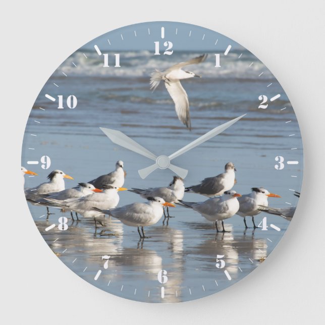 Gulls på stranden stor klocka (Framsida)