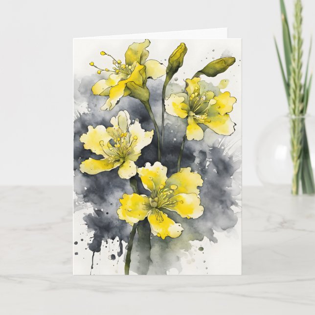 Gullviva - Akvarellblommor Kort (Framsida)