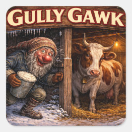 Gully Gawk Icelandic Yule Lad postcard Fyrkantigt Klistermärke