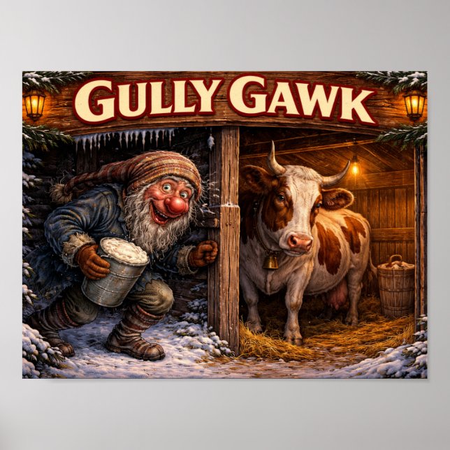 Gully Gawk Icelandic Yule Lad postcard Poster (Framsidan)