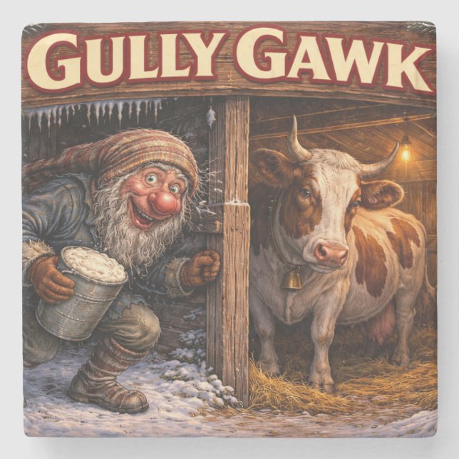 Gully Gawk Icelandic Yule Lad postcard Stenunderlägg (Framsidan)