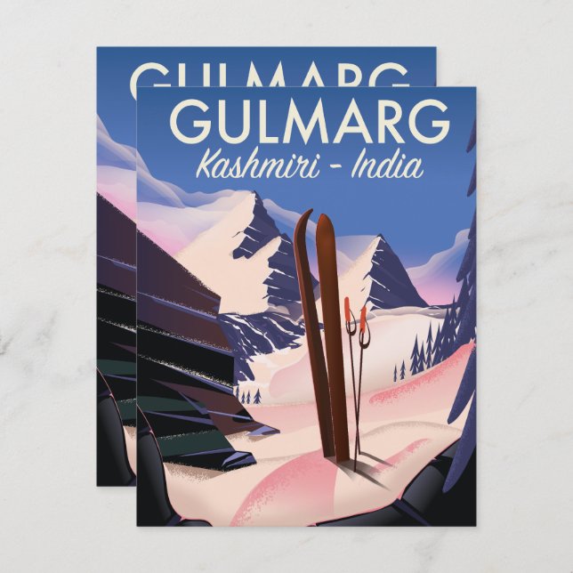 Gulmarg Kashmiri India Ski poster (Fram/baksida)