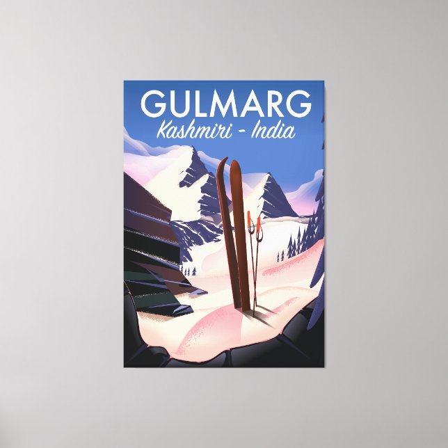 Gulmarg Kashmiri India Ski poster Canvastryck (Framsida)