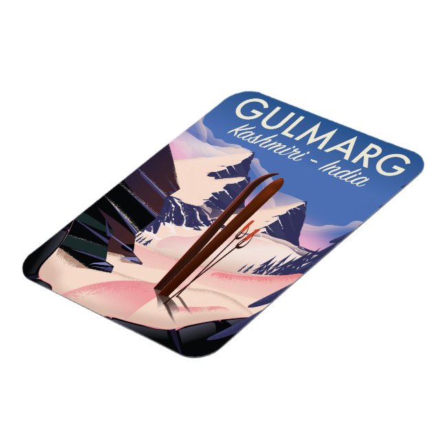 Gulmarg Kashmiri India Ski poster Magnet (Vänstra Sidan)
