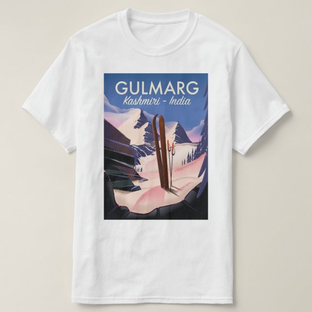 Gulmarg Kashmiri India Ski poster T Shirt (Design framsida)