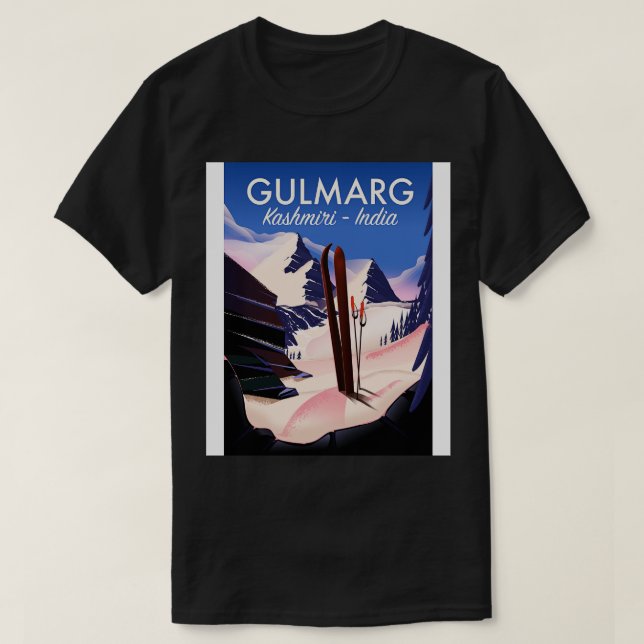 Gulmarg Kashmiri India Ski poster T Shirt (Design framsida)