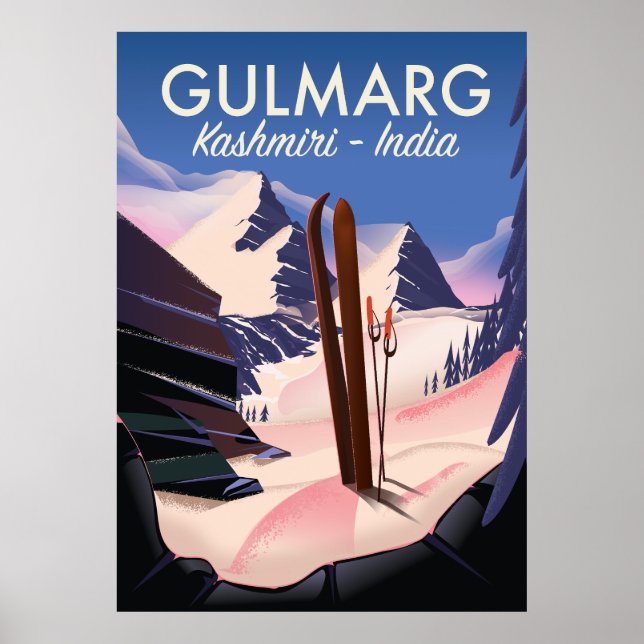 Gulmarg Kashmiri Indien skidposter Poster (Framsidan)
