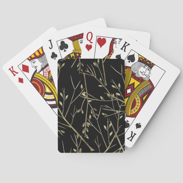 Gulna kvistar på svart casinokort (Baksidan)