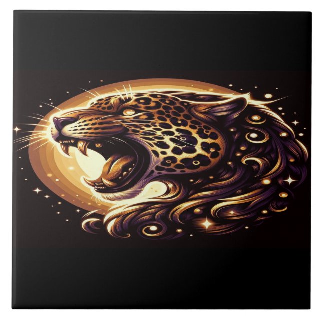 Gulögd Leopard Kakelplatta (Framsidan)