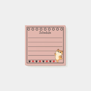 Gulorange katt schema rosa post-it block
