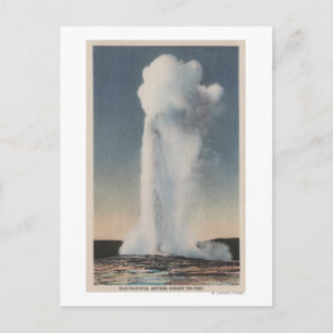 Gulsten, WYView of Old Faithful Erupting Vykort