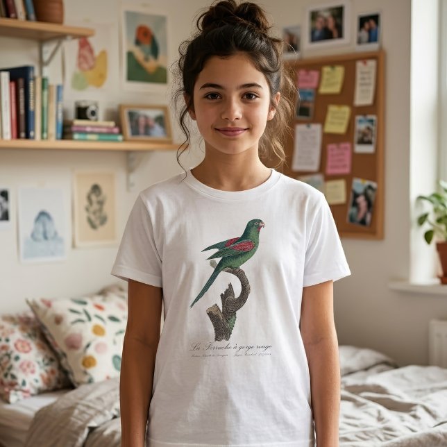 Gulstrupig parakit, Brotogeris jugularis T Shirt (Orange-Chinned Parakeet, Brotogeris jugularis. Girl Basic White T-Shirt)