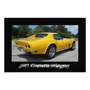 Gult 1973 Corvette Stingray C3 Fototryck