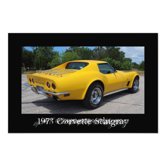 Gult 1973 Corvette Stingray C3 Fototryck (Framsidan)