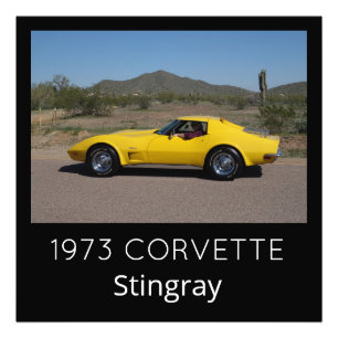 Gult 1973 Corvette Stingray Fototryck