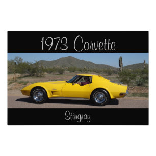 Gult 1973 Corvette Stingray Fototryck