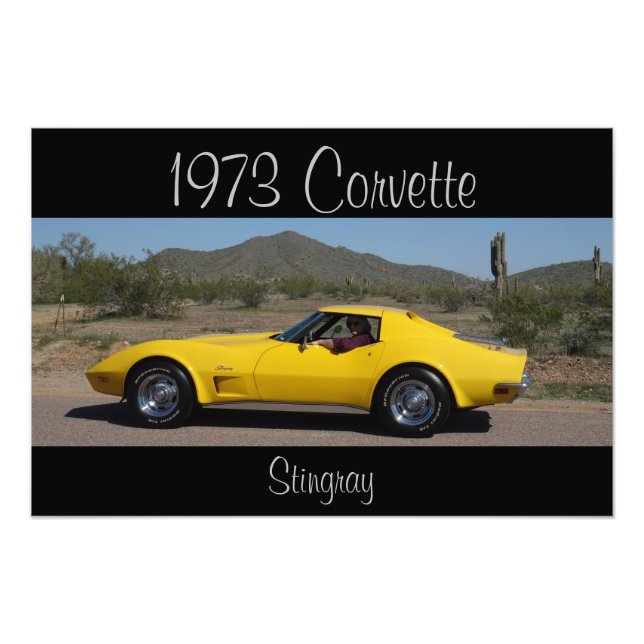 Gult 1973 Corvette Stingray Fototryck (Framsidan)