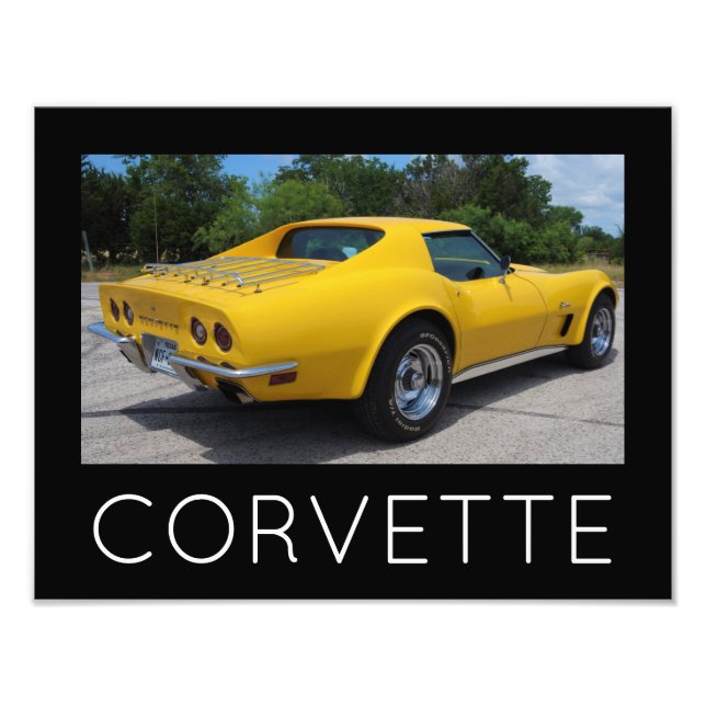 Gult 1973 Corvette Stingray Fototryck (Framsidan)