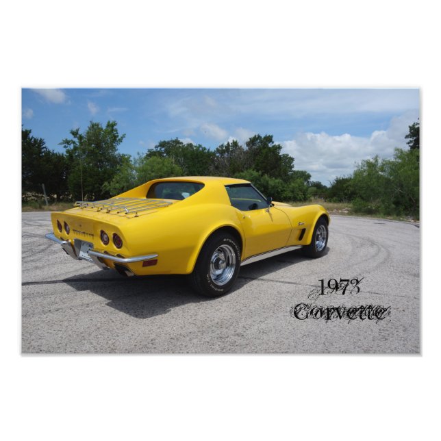 Gult 1973 Corvette Stingray Fototryck (Framsidan)