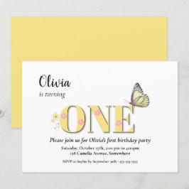 Gult 1:a födelsedag Party Inbjudningar