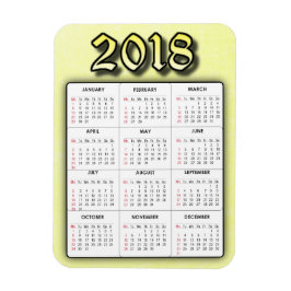Gult 2018 Kalendermagnet Magnet