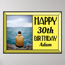 Gult 30th Art Deco Birthday Photo Poster