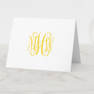 Gult 3 Inledande vinsterskrift Monogram DIY BG Tack Kort