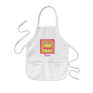 Gult 4e födelsedagen Cake Kids Apron Barnförkläde