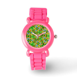 Gult Abstrakt Flower Mönster Armbandsur